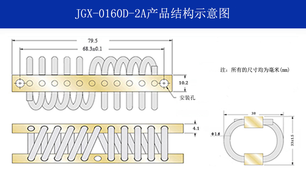 JGX-0160D-2A多應用鋼絲繩隔振器結構