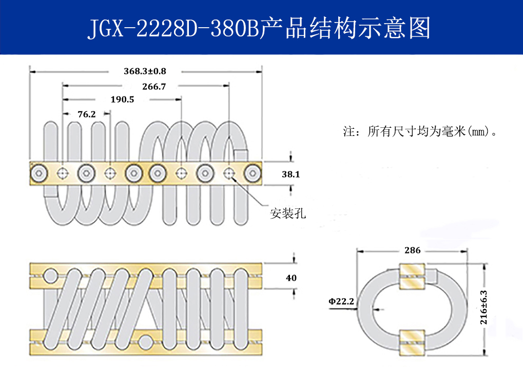 JGX-2228D-380B鋼絲繩隔振器結構